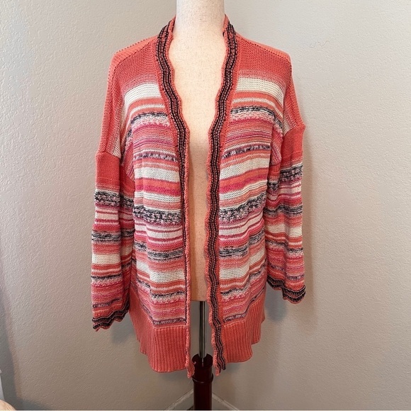 Soft Surroundings Women's Cardigan Sweater Colorful Size L Boho Peach - Picture 1 of 9